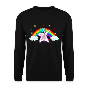 Mega cute unicorn with rainbow and sunglasses - Unisex Sweatshirt - black - Front - Alina (178cm) & Michal (187cm)
