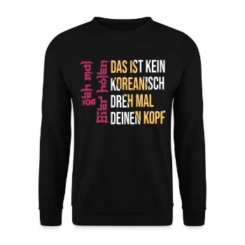Geh Mal Bier Holen - Koreanisch Korea Fun Saufen - Unisex Pullover - Schwarz - Vorne - Alina (178cm) & Michal (187cm)