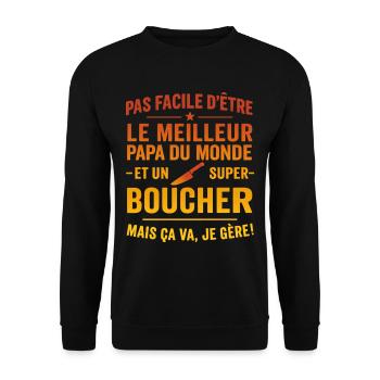 Papa boucher cadeau fête des pères Noël - Sweat-shirt Unisexe - noir - Devant - Alina (178cm) & Michal (187cm)
