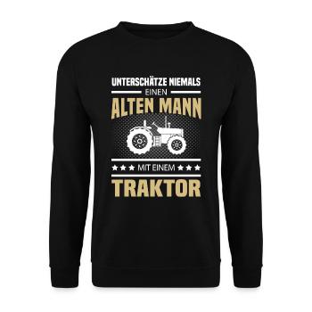 Alter Mann Traktor - Unisex Pullover - Schwarz - Vorne - Alina (178cm) & Michal (187cm)
