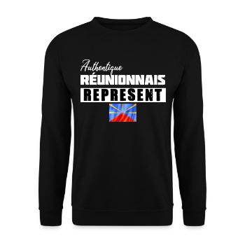 Authentique réunionnais représent - Sweat-shirt Unisexe - noir - Devant - Alina (178cm) & Michal (187cm)