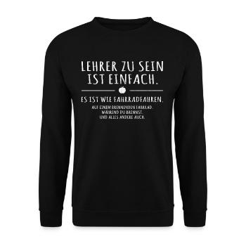 Lehrer Schule Fahrradfahren Lustig - Unisex Pullover - Schwarz - Vorne - Alina (178cm) & Michal (187cm)