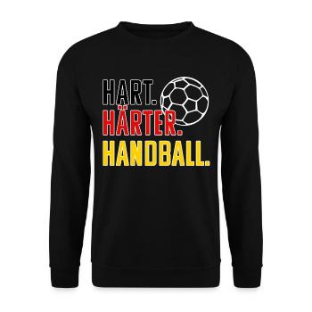Hart Härter Handball. Handballer Witziges Geschenk - Unisex Pullover - Schwarz - Vorne - Alina (178cm) & Michal (187cm)