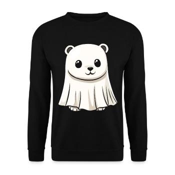 Eisbär Halloween Comic Geist - Unisex Pullover - Schwarz - Vorne - Alina (178cm) & Michal (187cm)