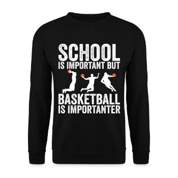 Schule ist wichtig, aber Basketball ist noch wichtiger - Unisex Pullover - Schwarz - Vorne - Alina (178cm) & Michal (187cm)