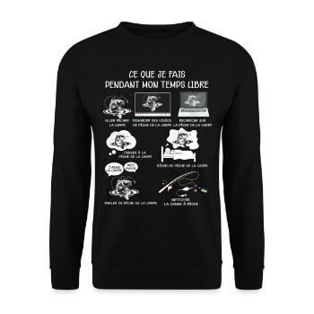 Le poisson carpe du pêcheur - Sweat-shirt Unisexe - noir - Devant - Alina (178cm) & Michal (187cm)