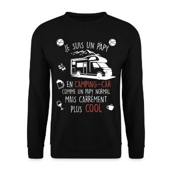 Papy cool en camping-car, le bonheur - Sweat-shirt Unisexe - noir - Devant - Alina (178cm) & Michal (187cm)