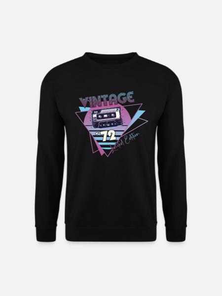Vintage 1972 Geburtstag Geschenk Retro Kassette - Unisex Pullover - Schwarz