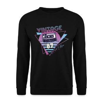 Vintage 1987 Cadeau d’anniversaire Cassette Rétro - Sweat-shirt Unisexe - noir - Devant - Alina (178cm) & Michal (187cm)
