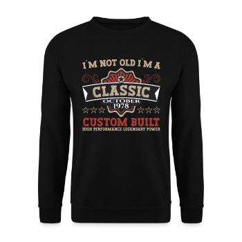 Classic October 1978 44th Birthday Gift - Unisex Sweatshirt - black - Front - Alina (178cm) & Michal (187cm)