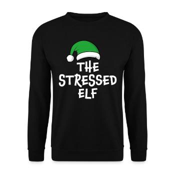 The Stressed Elf - Unisex Sweatshirt - black - Front - Alina (178cm) & Michal (187cm)