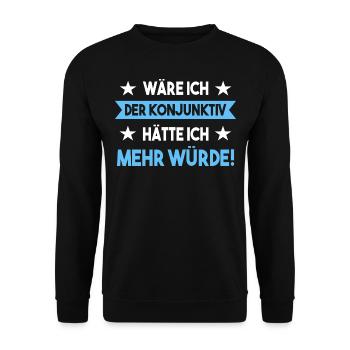 Lustiger Deutsch Lehrer Spruch Grammatik Lehrerin - Unisex Pullover - Schwarz - Vorne - Alina (178cm) & Michal (187cm)