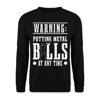 Kugelstoßen | Leichtathletik Kugelstoßer Geschenke - Unisex Pullover - Schwarz - Vorne - Alina (178cm) & Michal (187cm)