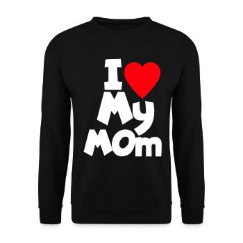 I Love My Mom - Unisex Pullover - Schwarz - Vorne - Alina (178cm) & Michal (187cm)