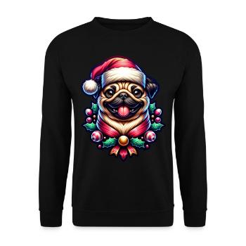 Noël Carlin Chapeau de Noël Père Noël Cadeau - Sweat-shirt Unisexe - noir - Devant - Alina (178cm) & Michal (187cm)