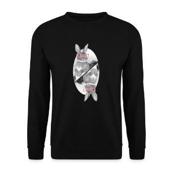 Zwei Hipster Hasen - Unisex Pullover - Schwarz - Vorne - Alina (178cm) & Michal (187cm)