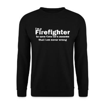 Les pompiers drôles de phrases - Sweat-shirt Unisexe - noir - Devant - Alina (178cm) & Michal (187cm)