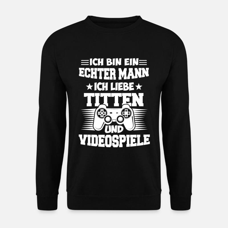 Gaming Mann Titten Gamer - Unisex Pullover - Schwarz