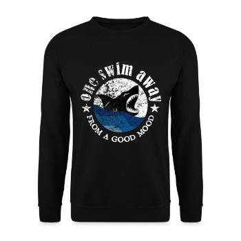 One Swim Away From A Good Mood | Vintage Hai - Unisex Pullover - Schwarz - Vorne - Alina (178cm) & Michal (187cm)