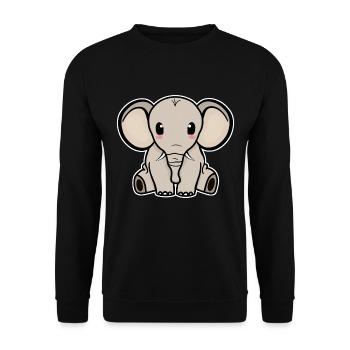ELEPHANT, BABY, SITTING, WILDLIFE, ANIMAL, TRUNK, NATURE, ZOO - Unisex Sweatshirt - black - Front - Alina (178cm) & Michal (187cm)