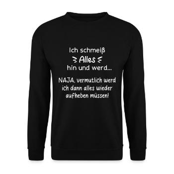 ARBEIT HANDWERK BAU LUSTLOS UNMOTIVIERT KEIN BOCK - Unisex Pullover - Schwarz - Vorne - Alina (178cm) & Michal (187cm)