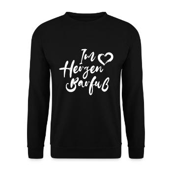 IM HERZEN BARFUSS ZUHAUSE LEBEN URLAUB MEER LIEBE - Unisex Pullover - Schwarz - Vorne - Alina (178cm) & Michal (187cm)