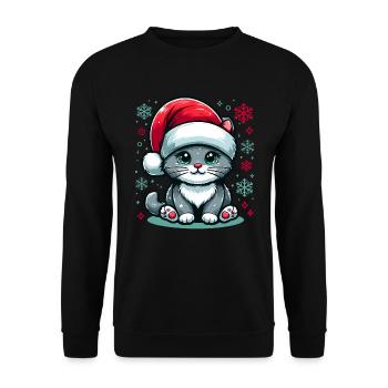 CAT, KITTY, KITTEN, PET, CHRISTMAS, SNOW - Unisex Sweatshirt - black - Front - Alina (178cm) & Michal (187cm)