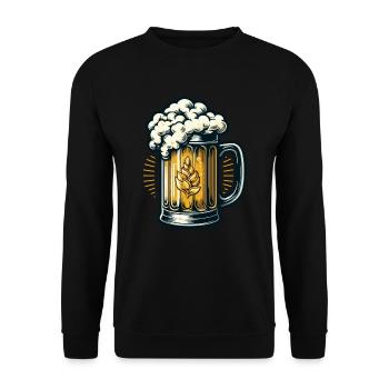 DRAUGHT BEER, DRINK, DRINK, PITCHER, MALT, HOPS - Unisex Sweatshirt - black - Front - Alina (178cm) & Michal (187cm)