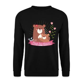 Gifts to Mom of Child "Your Hugs Heal" - Unisex Sweatshirt - black - Front - Alina (178cm) & Michal (187cm)