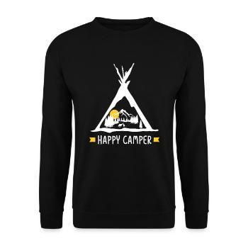 Happy camper camping best tent tent gift - Unisex Sweatshirt - black - Front - Alina (178cm) & Michal (187cm)