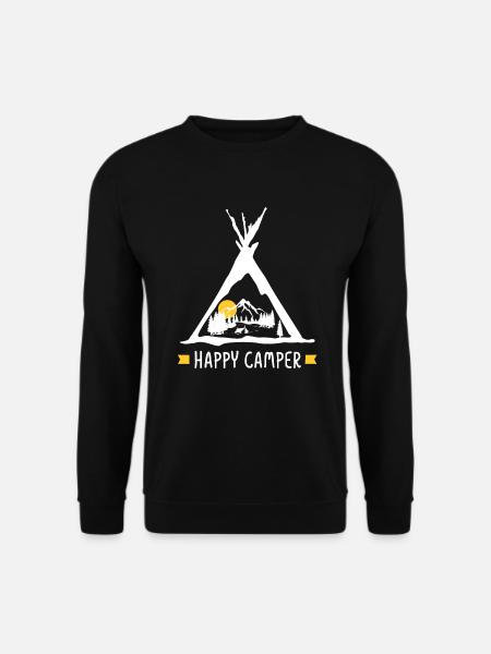 Camper heureux camping meilleur cadeau tente tente - Sweat-shirt Unisexe - noir