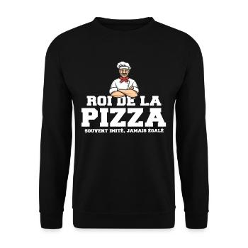 Roi de la pizza pizzaiolo cadeau drôle - Sweat-shirt Unisexe - noir - Devant - Alina (178cm) & Michal (187cm)