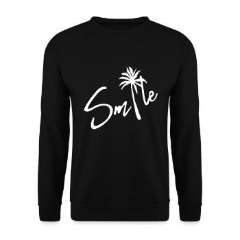 Smile font design with palm trees illustration - Unisex Sweatshirt - black - Front - Alina (178cm) & Michal (187cm)