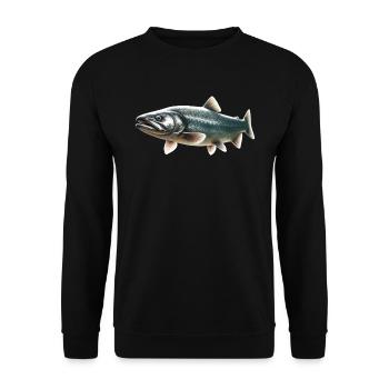 Lachs - Unisex Pullover - Schwarz - Vorne - Alina (178cm) & Michal (187cm)