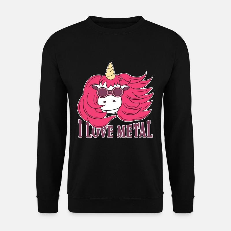 Einhorn i Love Metal Heavy Metal Metaller Geschenk - Unisex Pullover - Schwarz