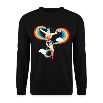 Wonder Woman Regenbogen - Unisex Pullover - Schwarz - Vorne - Alina (178cm) & Michal (187cm)