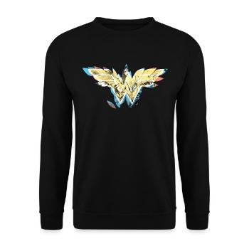 Wonder Woman Logo Blumen floral - Unisex Pullover - Schwarz - Vorne - Alina (178cm) & Michal (187cm)