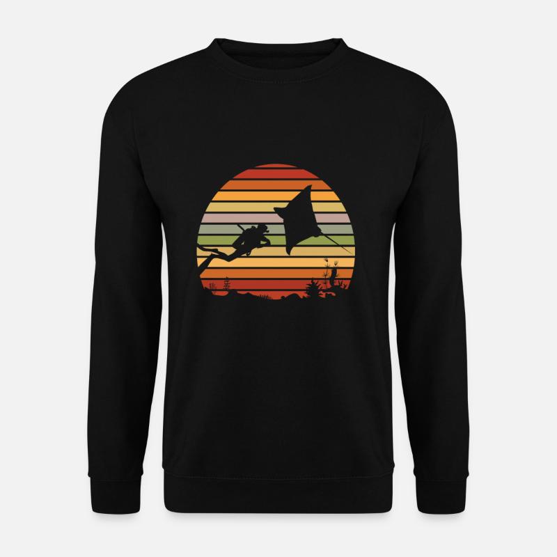 Vintage Rochen Taucher Tauchen Scuba Diving Manta - Unisex Pullover - Schwarz