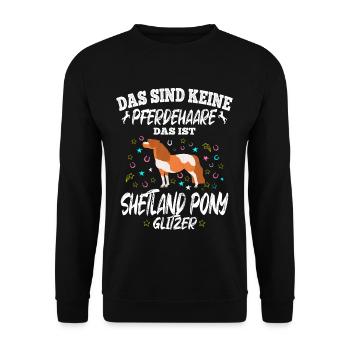 Das sind keine Pferdehaare Das ist Shetland Pony - Unisex Pullover - Schwarz - Vorne - Alina (178cm) & Michal (187cm)