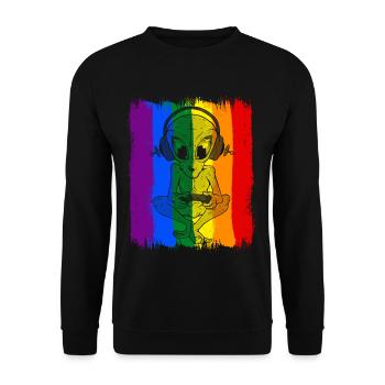 Gayming Gaylien Rainbow CSD Gaming Alien LGBT - Unisex Sweatshirt - black - Front - Alina (178cm) & Michal (187cm)