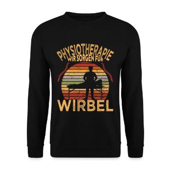 Physiotherapie Wir sorgen für Wirbel für - Unisex Pullover - Schwarz - Vorne - Alina (178cm) & Michal (187cm)