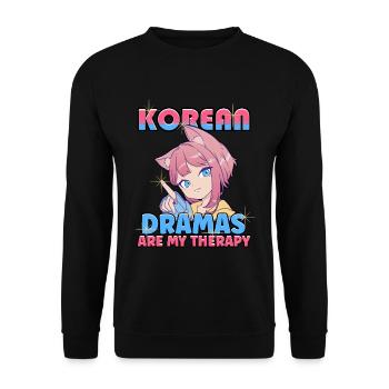 Les drames coréens sont ma thérapie K-Drama K-Pop - Sweat-shirt Unisexe - noir - Devant - Alina (178cm) & Michal (187cm)