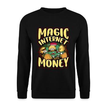 Magic Internet Money Cryptocurrency BTC Bitcoin - Unisex Pullover - Schwarz - Vorne - Alina (178cm) & Michal (187cm)