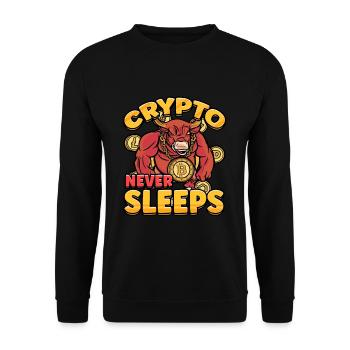 Crypto Never Sleeps Cryptocurrency BTC - Unisex Pullover - Schwarz - Vorne - Alina (178cm) & Michal (187cm)