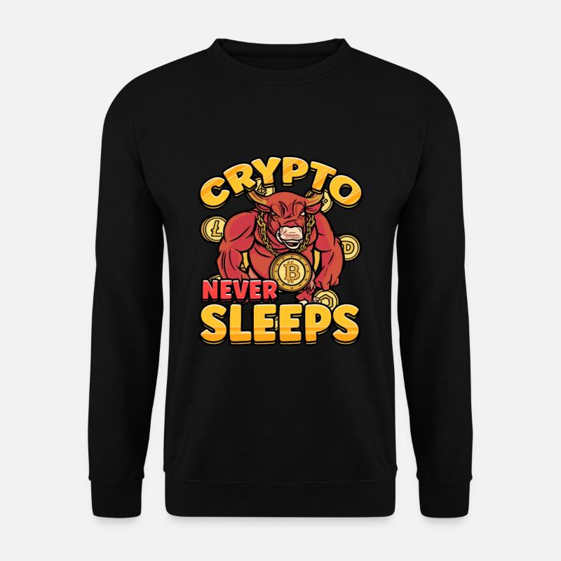 Crypto Never Sleeps Cryptocurrency BTC - Unisex Sweatshirt - black