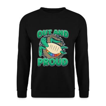 Out And Proud Rainbow Queer Turtle LGBT Pride - Unisex Sweatshirt - black - Front - Alina (178cm) & Michal (187cm)
