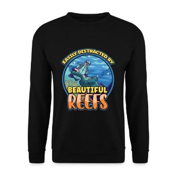 Easily Distracted By Beautiful Reefs Ocean - Unisex Sweatshirt - black - Front - Alina (178cm) & Michal (187cm)