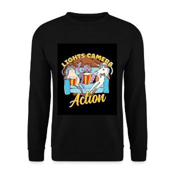 Lights Camera Action Cinéaste Directeur de la photographie - Sweat-shirt Unisexe - noir - Devant - Alina (178cm) & Michal (187cm)