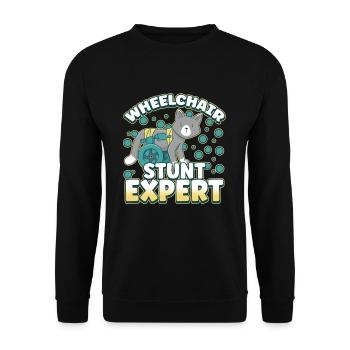 Handicap Wheelchair Design for an Amputation - Unisex Sweatshirt - black - Front - Alina (178cm) & Michal (187cm)