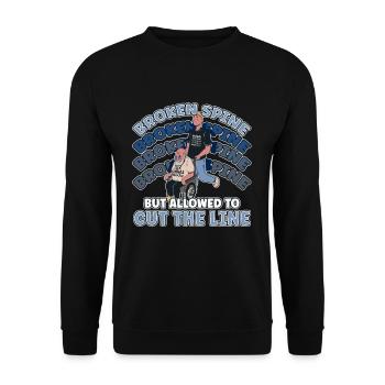 Handicap Wheelchair Design for an Amputation - Unisex Sweatshirt - black - Front - Alina (178cm) & Michal (187cm)